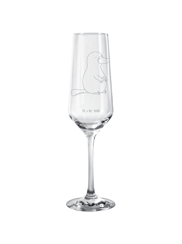 Mr. & Mrs. Panda Champagnerglas Schnabeltier Mut ohne Spruch in Transparent