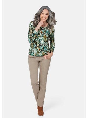 GOLDNER Langarmshirt mit Druck in salbei / gemustert
