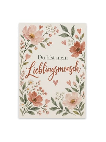Grußkarte Blumen Herzen Design mit Spruch in Weiß