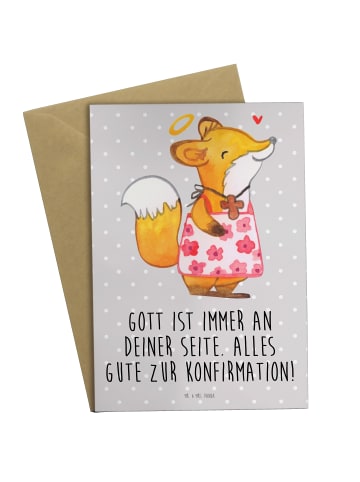 Mr. & Mrs. Panda babykarte Fuchs Konfirmation  mit Spruch in Grau Pastell