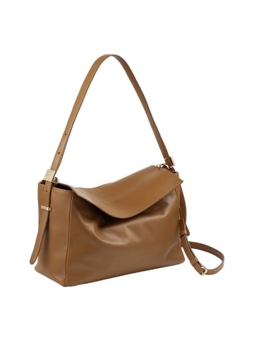 DuDu Schultertasche Leder 30 cm naturbraun