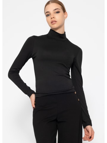 SASSYCLASSY Langarm Shirt mit Rollkragen in Schwarz