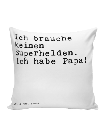 Mr. & Mrs. Panda Kissen Ich brauche keinen Superhelden.... mit S... in Weiß