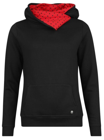 Pussy Deluxe Schalkragenpullover Black Dotties On Red Hoodie in schwarz/allover