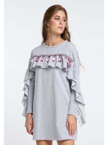 IZIA Damen Sweatkleid in Grau Melange