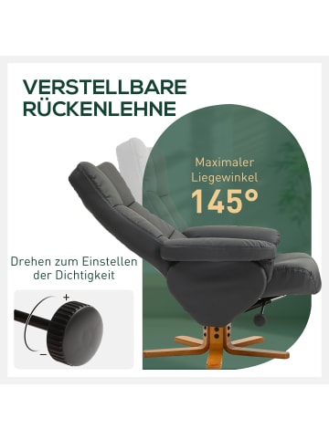 HOMCOM Relaxsessel mit Hocker-B80 x T86 x H99cm-Dunkelgrau