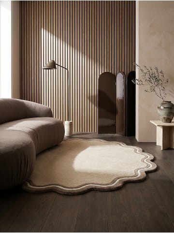 KADIMA DESIGN Teppich Wolle Handgetuftet WINCH Geometrisch Wohnzimmer Modern in Naturfarben