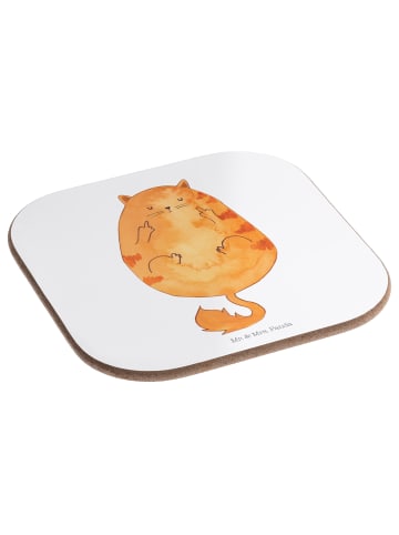 Mr. & Mrs. Panda bieruntersetzer Katze Frühaufsteher ohne Spruch in Weiß