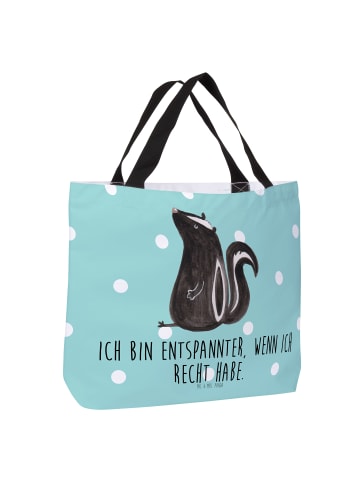 Mr. & Mrs. Panda Tote Bag Stinktier Sitzen mit Spruch in Türkis Pastell
