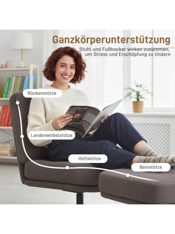 HOMCOM Sessel mit Hocker in Dunkelgrau 91L x 68B x 93H cm
