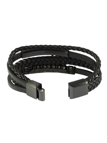 Adeliás Herren Armband – Lederarmband aus Leder 23 cm in schwarz