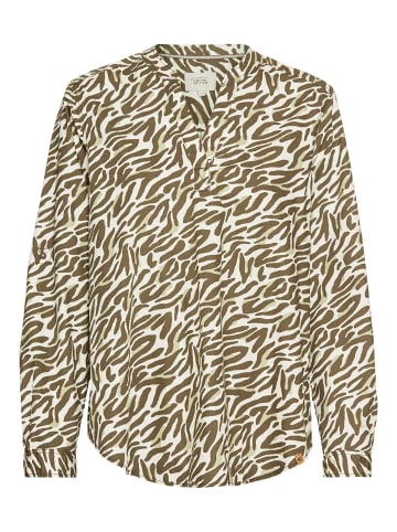 Camel Active Langarm-Bluse mit Allover-Print in Olive-Beige