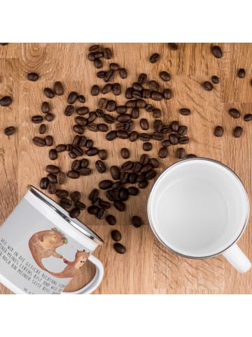 Mr. & Mrs. Panda Teetasse 4. Hochzeitstag Seidenhochzeit mit Spruch in Heather Grey