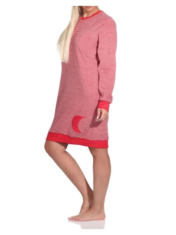 NORMANN Frottee Nachthemd Bündchen Tupfen und Ringeldesign - 76333 in Ringel