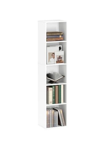 HOMCOM Bücherregal-30L x 24B x 133,5H cm-Weiß