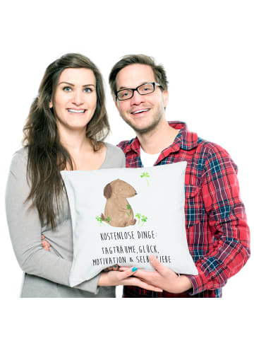 Mr. & Mrs. Panda Kopfkissen Hund Kleeblatt mit Spruch in Weiß