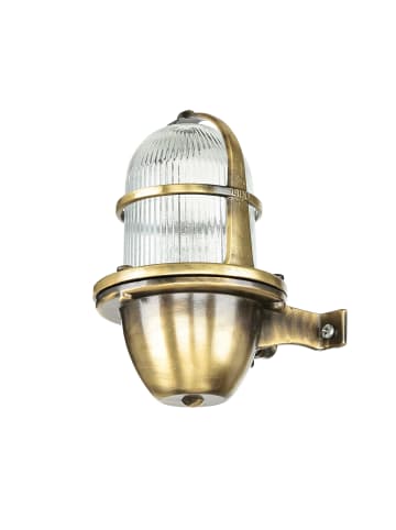 Licht-Erlebnisse Außen Wandlampe (B)11.5 x (H)18 cm in Messing Antik