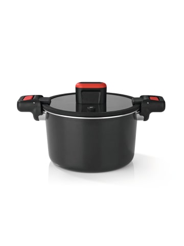 Gourmet Maxx Energiespartopf Aluminium 5,8l schwarz/rot Schwarz