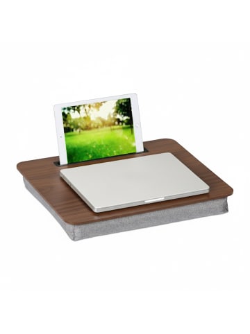 relaxdays Laptopkissen in Braun/ Grau - (B)46 x (H)5,5 x (T)35 cm