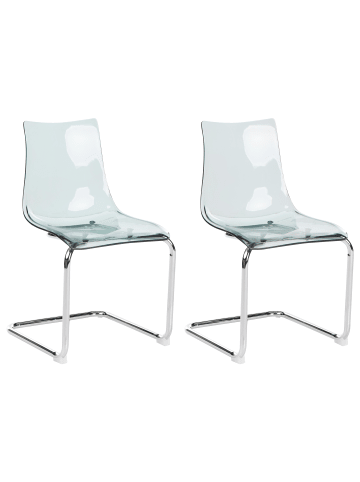 Beliani 2er-Set Esszimmerstuhl MARSHALL in Transparent/Schwarz/Silber