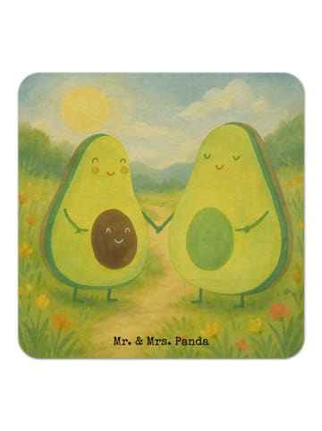 Mr. & Mrs. Panda Bierdeckel Avocado Pärchen Design ohne Spruch in Weiß