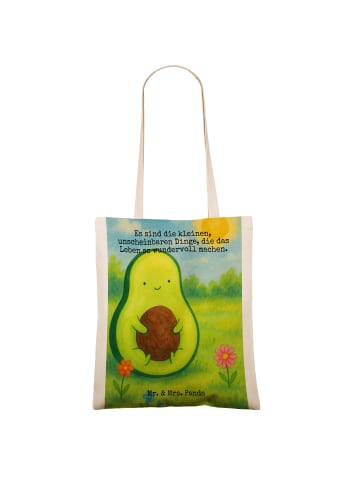 Mr. & Mrs. Panda Shopper Bag Avocado Kern Design mit Spruch in Weiß