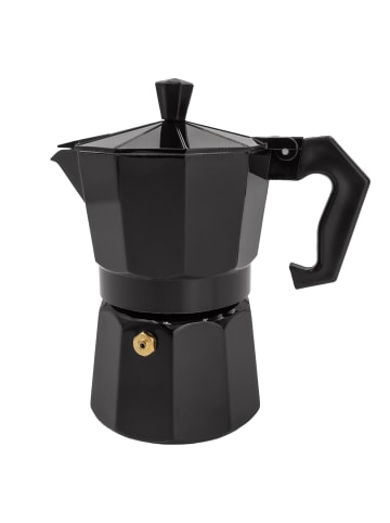 Intirilife Espressokocher Aluminium 3 Tassen Mokka-Kanne 160 ml Kaffeebereiter in Schwarz