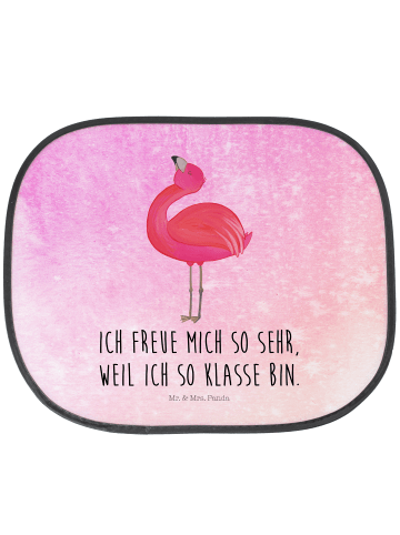 Mr. & Mrs. Panda Auto Sonnenschutz Flamingo Stolz mit Spruch in Aquarell Pink