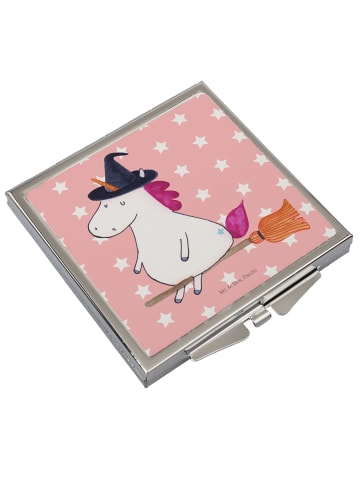 Kleiner Spiegel Einhorn Hexe ohne Spruch in Rot Pastell