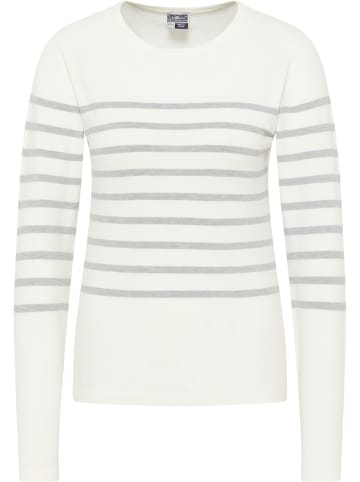 DreiMaster Maritim Damen Strickpullover in Wollweiss Grau Melange