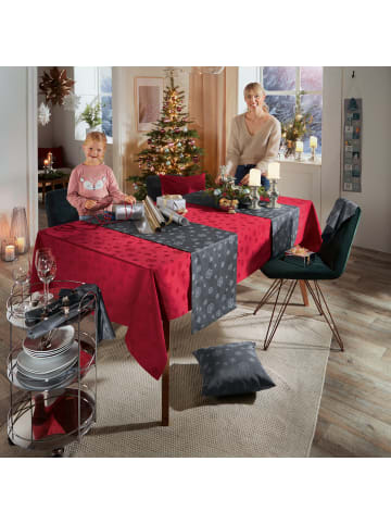 Erwin Müller Jacquard, Baumwollmischung Kissenhülle Marbella in rubin