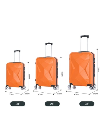 Cheffinger Reisekoffer ABS-03 Koffer 3-teilig Hartschale Trolley Set Kofferset in Orange