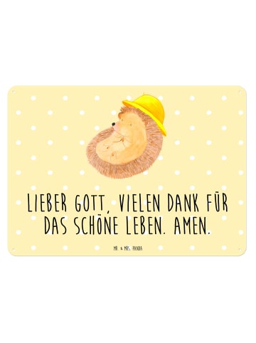 Mr. & Mrs. Panda Wandbild Igel Beten mit Spruch in Gelb Pastell