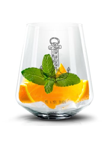 Mr. & Mrs. Panda Whiskyglas Anker Blau ohne Spruch in Transparent