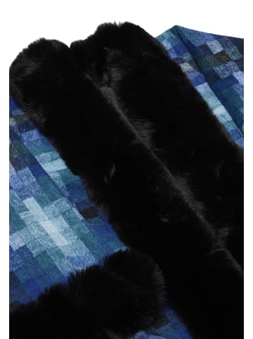 Usha Women Poncho in Blau Mehrfarbig