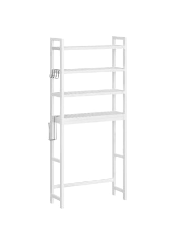 SONGMICS Badregal Toilettenregal Bambou in Wolkenweiß - (B)63 x (H)185 x (T)26 cm