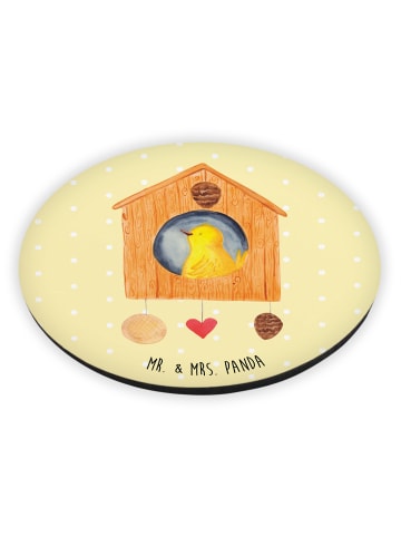 Mr. & Mrs. Panda Rund Magnet Vogel Haus ohne Spruch in Gelb Pastell