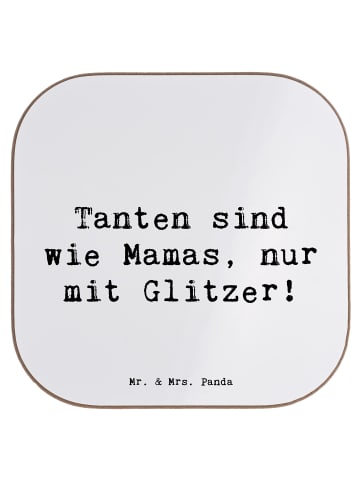 Mr. & Mrs. Panda Holz Untersetzer Spruch Glitzernde Tante mit Sp... in Weiß