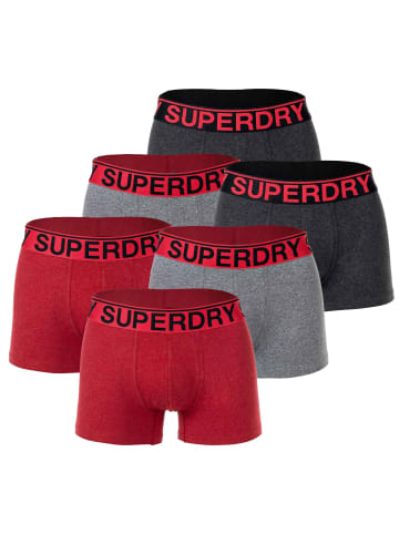 Superdry Boxershort 6er Pack in Rot/Schwarz/Grau