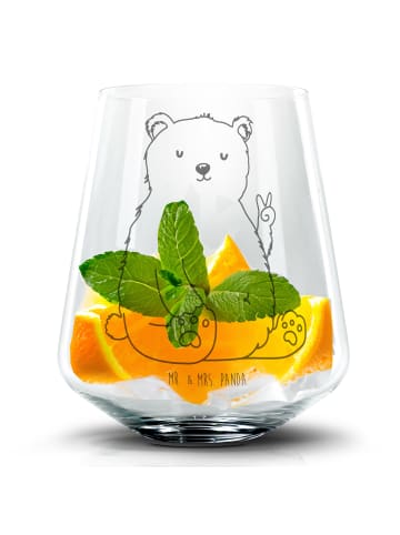 Mr. & Mrs. Panda Blümchentail Glas Eisbär Faul ohne Spruch in Transparent
