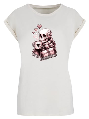 F4NT4STIC Extended Shoulder T-Shirt Cozy Winter Skelett in Whitesand