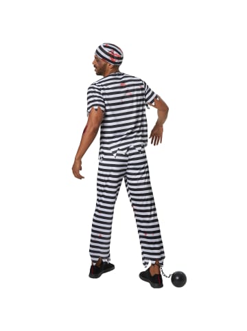 tectake Gestreiftes Outfit in Gefängnis-Optik, schwarz/weiß