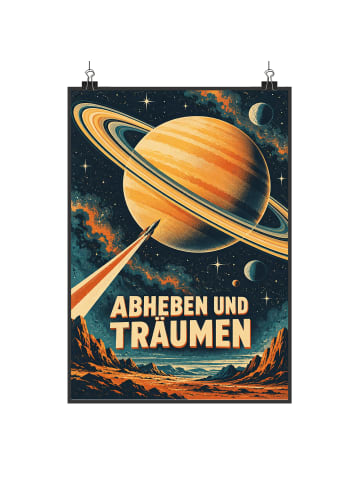 Poster Planet nostalgisch Design mit Spruch in Weiß