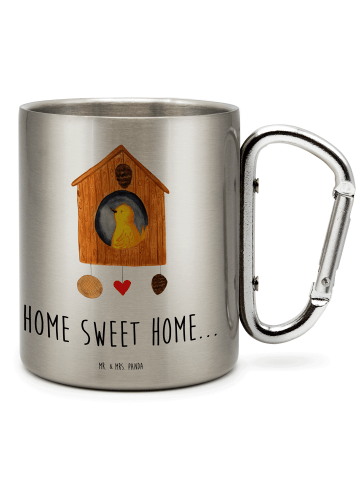 Mr. & Mrs. Panda Becher Vogelhaus Home mit Spruch in Silber