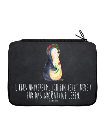 Mr. & Mrs. Panda Federtasche Pinguin Blumen mit Spruch in Kreidetafel