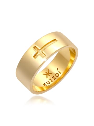 KUZZOI Ring 925 Sterling Silber Kreuz in Gold