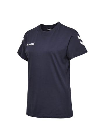 Hummel Logo T-Shirt Kurzarm Top aus Baumwolle HMLGO in Blau