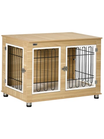 Pawhut Hundekäfig Eiche 90L x 58B x 65H cm