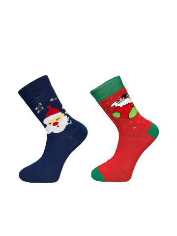 Yuhu Herren Weihnachtssocken 2er Set mit Weihnachtsmotiv in Dunkel-Blau