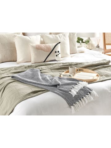 Beliani Kuscheldecke TANGIER in Schwarz/Weiß - (W) 130 x (H) 1 x (L) 160 cm